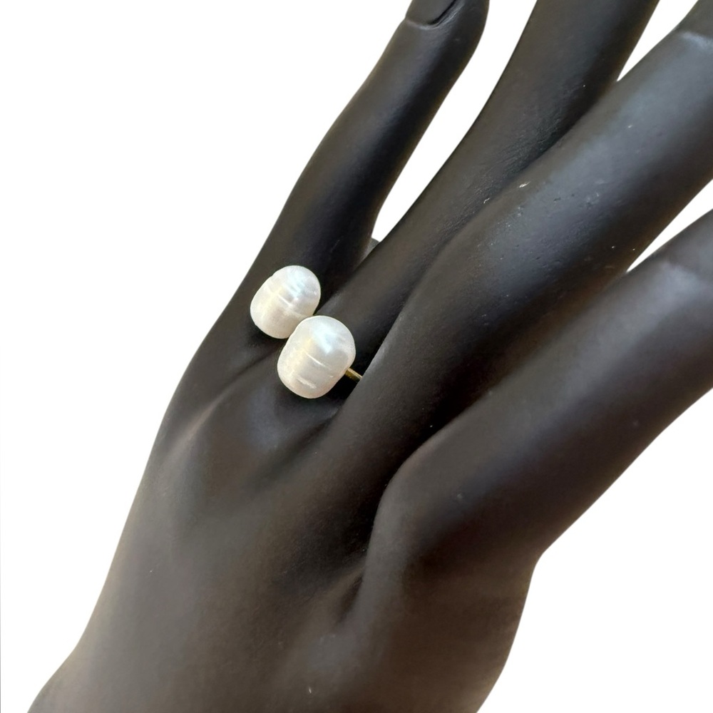 ERTH 14-K Gold Plated Ring w Freshwater Pearls Size 6 - Picture 2 of 8